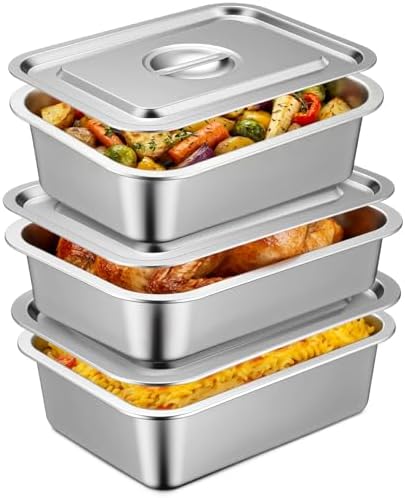 3 Pack 4 Inch Lasagna Baking Pans with Lids