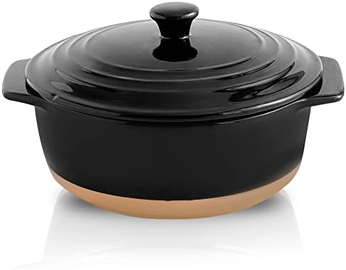 HVH Ceramic Casserole Dish with Lid Oven Safe, 2 Quart Round Casserole