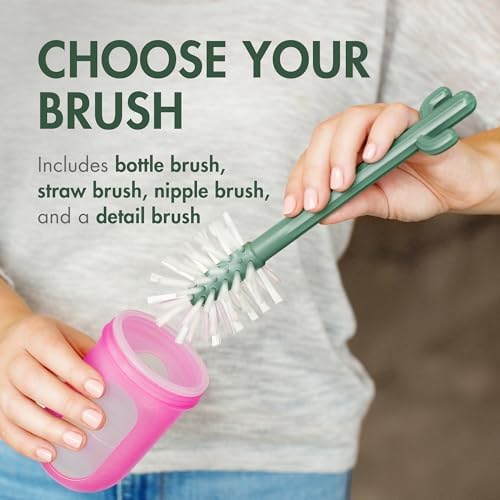 Boon Cacti Bottle Cleaning Brush Set, Terracotta, 4 Piece Set