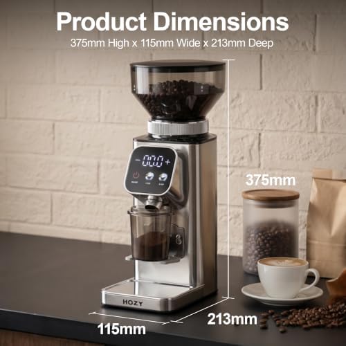 Conical Burr Coffee Grinder, Metallic Silver