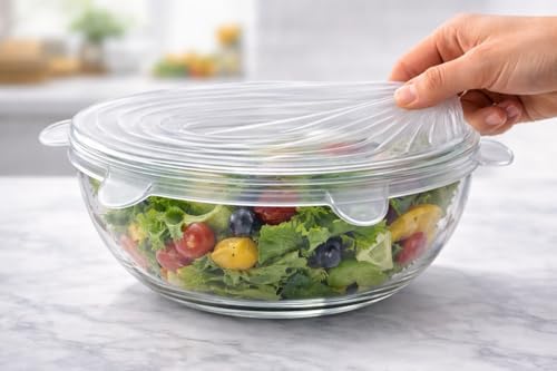 Reusable Silicone Food Covers, 12-Pack, Round & Rectangular