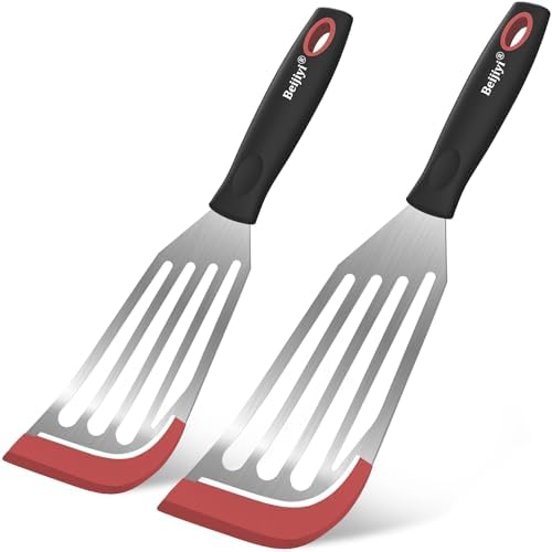 Beijiyi 2-Piece Silicone Fish Spatula for Nonstick Cookware, Heat