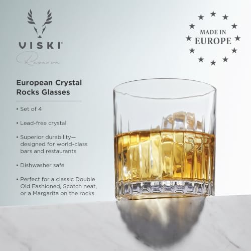 Viski Reserve Milo Crystal Old Fashioned Rocks Glasses, European