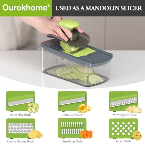 Ourokhome 12-in-1 Veggie Chopper and Dicer, Gray