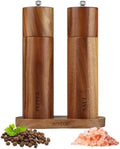Acacia Wood Salt and Pepper Grinder Set with Base