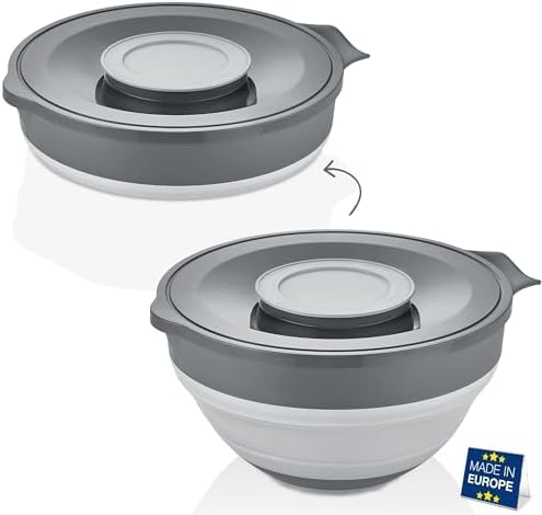 Hakan Collapsible Mixing Bowl with Lid | 3.3QT Silicone & Plastic
