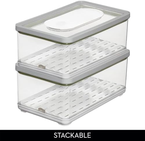iDesign Large Fridge Produce Bin with Removable Drainage Tray and Lid