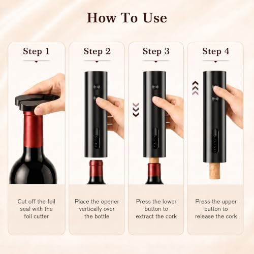 Rechargeable Electric Wine Bottle Opener: 8s Opening, 50 Bottles per