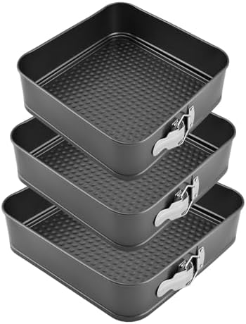 Springform Pan Set of 3 (9,10,11 Inch) - Square Shaped Leakproof