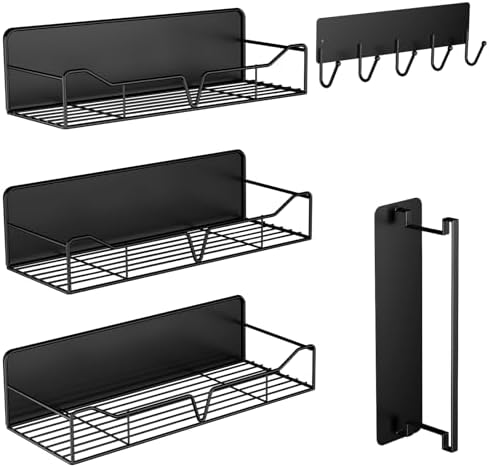5 Pack Black Magnetic Shelves for Washing Machine and Fridge