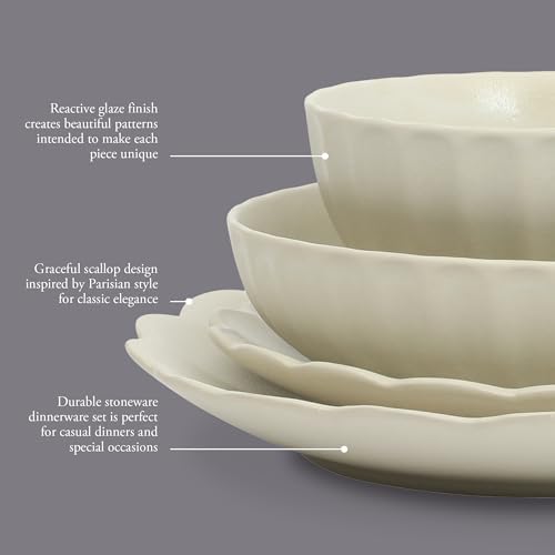Gibson Elite Malibu Shore 16 Piece Scalloped Edge Stoneware Matte