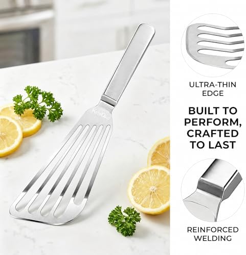 KSENDALO 2 Pack Flexible Fish Spatula Stainless Steel for Kitchen