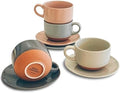 MORA Ceramics 8oz Cappuccino Mug Set of 4 - Ceramic Coffee Cups with