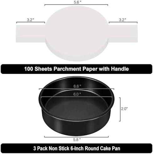 AWTBDP 6 Inch Cake Pans,3PCS Smash Cake Pans with 100PCS Parchment
