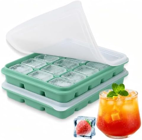 2 Pack Silicone Ice Cube Tray for freezer(Bamboo Green)