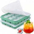 2 Pack Silicone Ice Cube Tray for freezer(Bamboo Green)