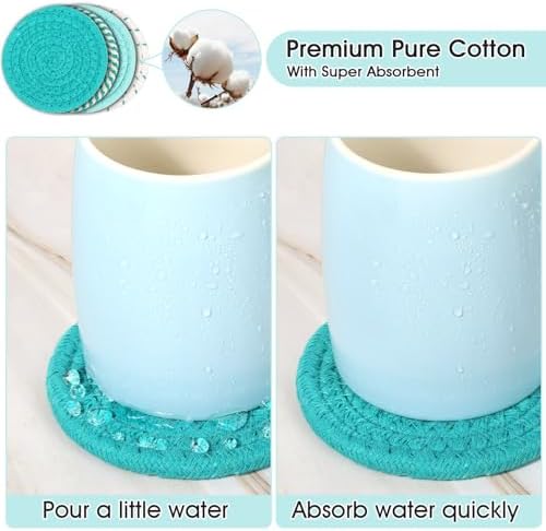 Mckanti 8 Pcs Coasters for Drink with Holder, 4 Colors Absorbent