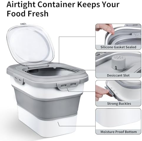 Komzon Rice Storage Container, Collapsible Airtight Food Storage