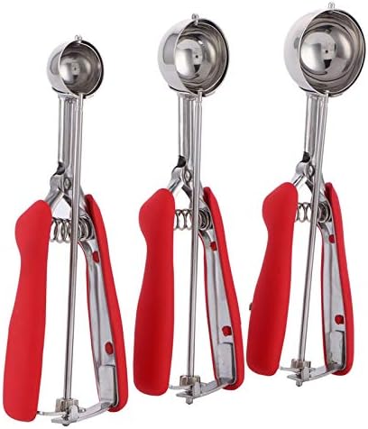 3PCS Ice Cream Scoop Cookies Scoop Set TPR wrapped handle Stainless