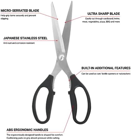 BOWERY HOME Meat Scissors - Heavy Duty Kitchen Shears - Heavy Duty