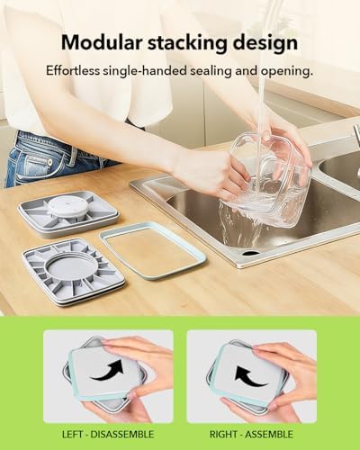 Airtight Food Storage Containers Set with One-Touch Lid, 6-Piece
