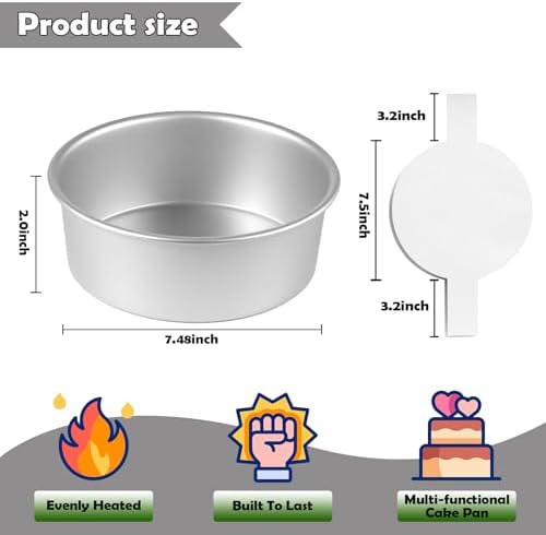8 Inch Cake Pan Set of 2,Aluminum Round Layer Cake Baking Pans,No