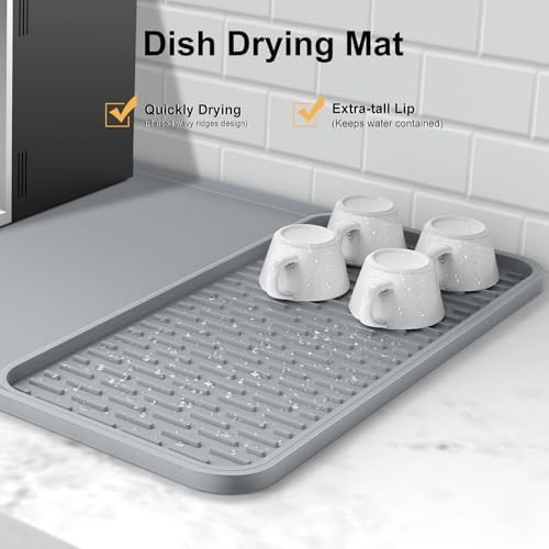 Silicone Coffee Mat, 24'' x 16'', Detachable Dish Drying Mat