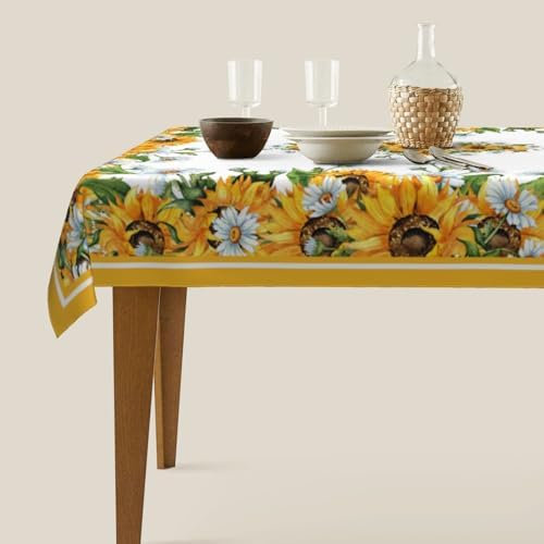Sunflower Rectangle Tablecloth Washable Table Cloth 60x90 Inch Table