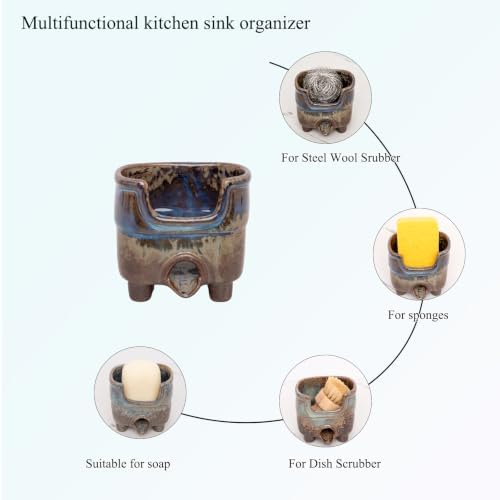 Ceramic Kitchen Sink Sponge Holder with Drain