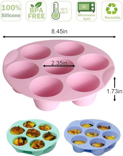 Silicone Egg Bite Molds, 3 Pack Silicone Muffin Pans for Air Fryer