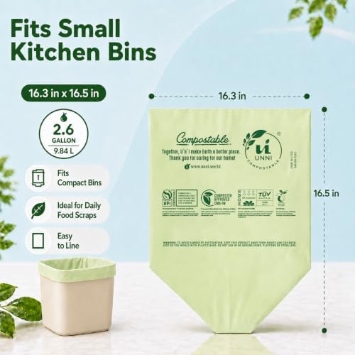 UNNI Compostable Bags, 200 Count, 2.6 Gallon