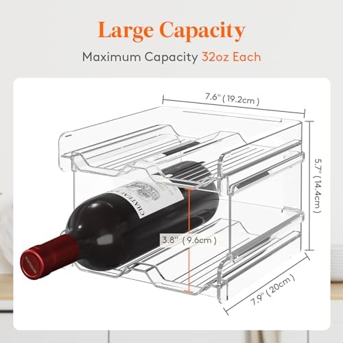 Lifewit Stackable Wine Rack for Cabinet, Plastic Refrigerator Wine