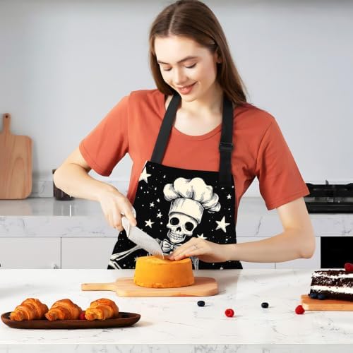 Adjustable Bib Apron with 2 Pockets for Cooking and Baking