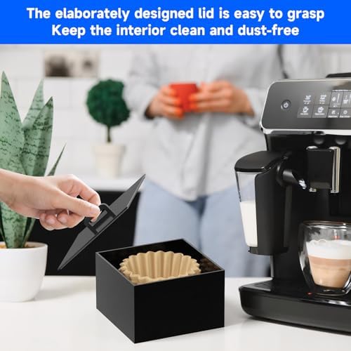 Acrylic Coffee Filter Holder with Lid, Coffee Filter Storage Box for