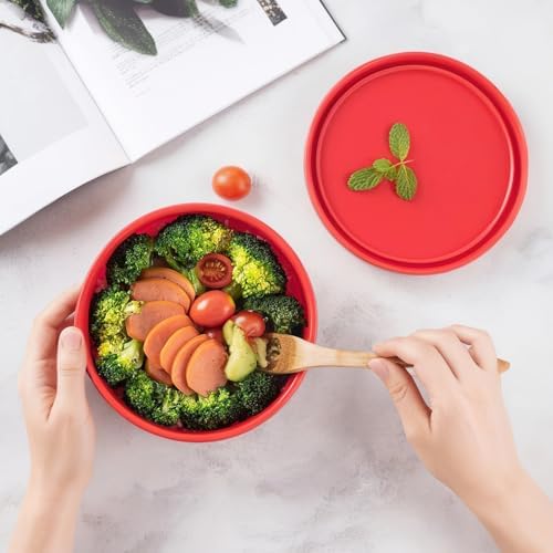 4Pcs Flexible Silicone Food Storage Containers, 700 ML Round Bento Box