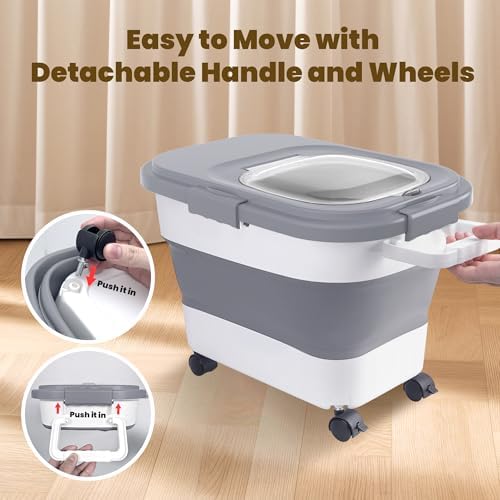 HOYTAMDA Collapsible Rice Container, 20-30 Lbs, with Wheels