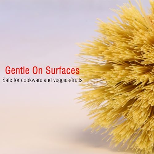 Bamboo Vegetable Brush, Natural Sisal Bristles