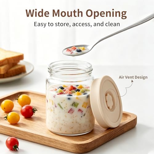 4oz Glass Salad Dressing Containers with Silicone Lids, 6 Pack