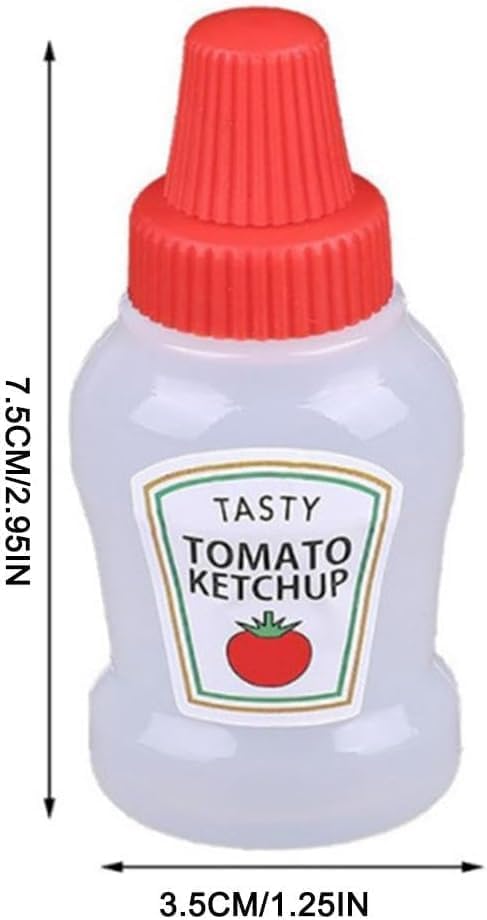 2Pcs Mini Ketchup Bottles, with Sturdy Screw Cap,25ml Condiment