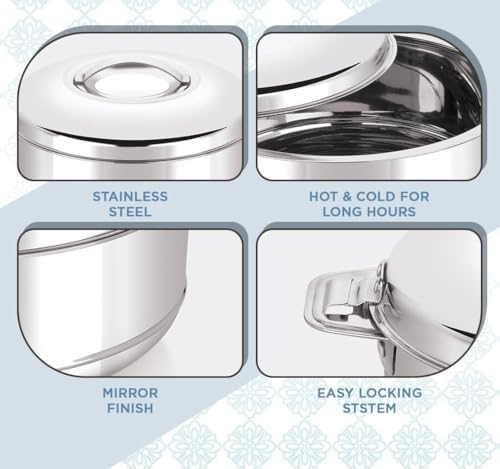 3-Piece Stainless Steel Casserole Set, Silver