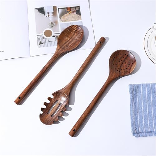 5-Piece Natural Teak Wood Kitchen Utensil Set