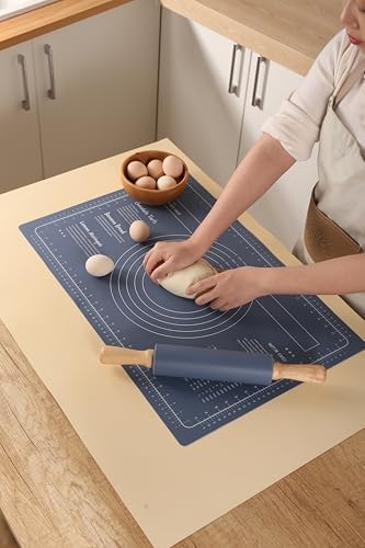 Silicone Baking Mat with Rolling Pin - Non-Stick Silicone Mats for