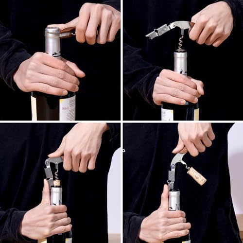 3-Pack Professional Waiter Corkscrew Wine Key with Leather Protection