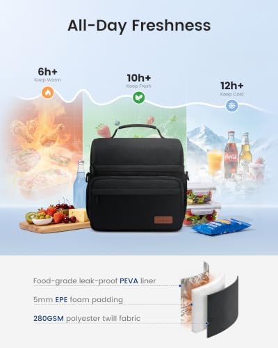 LOVEVOOK Lunch Bag for Men Women, Large Insulated Lunch Box Cooler