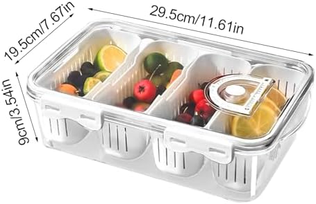 Food Organizer for Refrigerator Divided Transparent Keeper Container