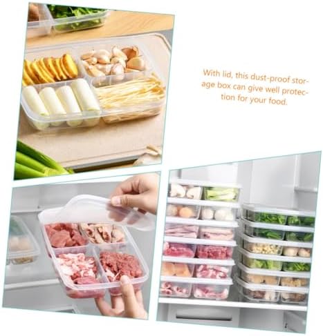 SOLUSTRE 2pcs PP Divided Food Storage Containers with Lid Stackable