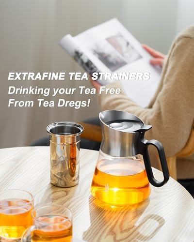 ZENS Glass Teapot with Infuser with 2 Cups for Loose Tea Steeper