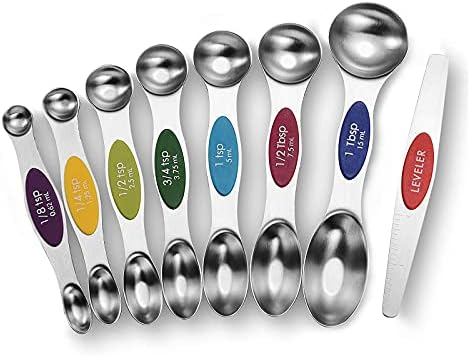 Magnetic Measuring Spoons Set - Stainless Steel Stackable Dual Sided