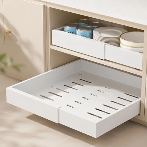 Adjustable Pull Out Storage Tray, Heavy Duty Carbon Steel No Drill