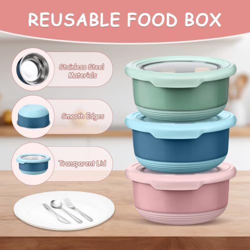 LemonRoad 36 Pcs Stainless Steel Snack Containers Bento Lunch Box for